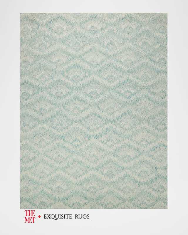 Bargello Hand-Tufted Turquoise Rug, 12' x 15'